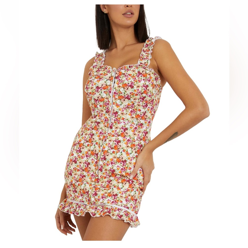 GUESS Women's Sangallo Carmen Eyelet Corset Dress